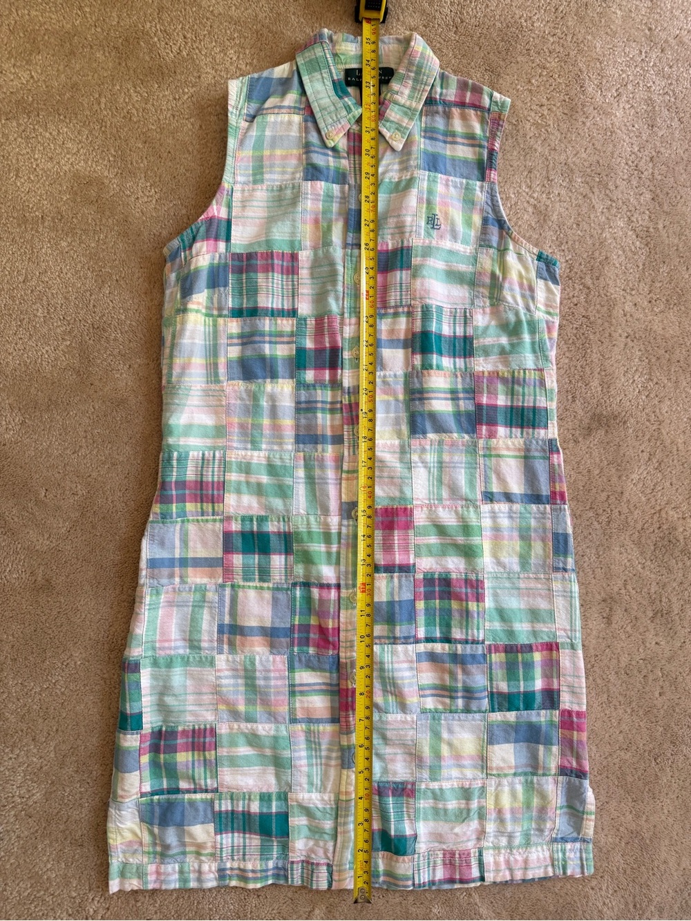 Lauren Ralph Lauren Pastel Patchwork Sleeveless Shirt Dress - Multi - Picture 7 of 10